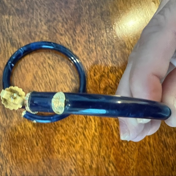 Gas Bijoux Blue Glossy Acetate Hoop Earrings 24- carat gold plating - Picture 5 of 6